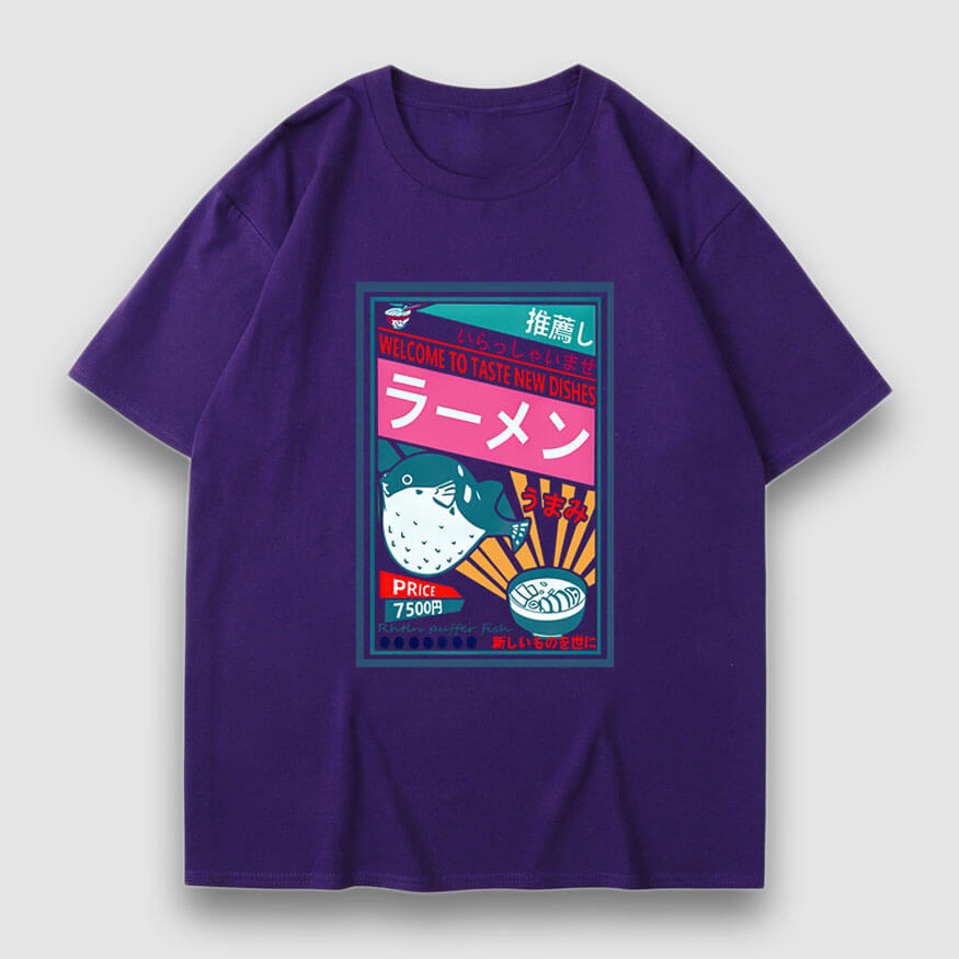 Camiseta con estampado de dibujos animados de póster de platos