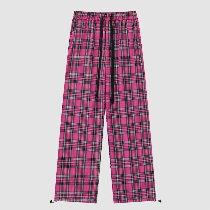 Plaid Pattern Drawstring Pants