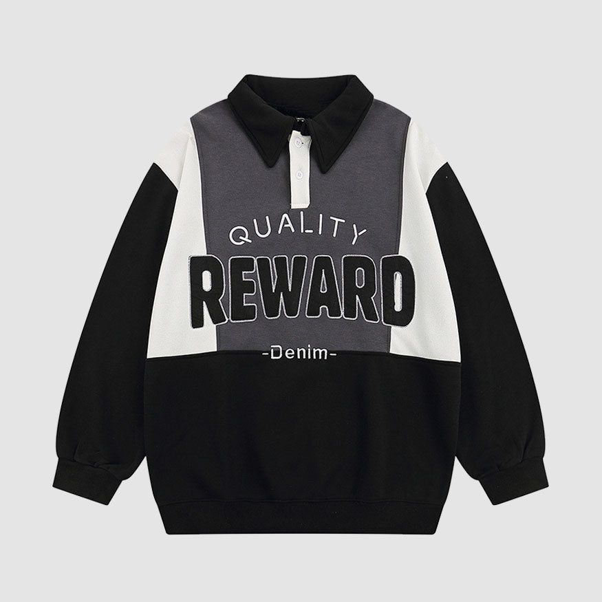 Sudadera con cuello y bloques de color con letras bordadas