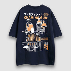 Camiseta con estampado de ilustración de estilo japonés