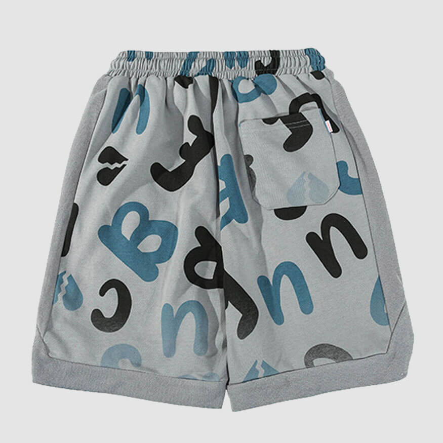 Sportshorts mit Kordelzug und Buchstaben-Print