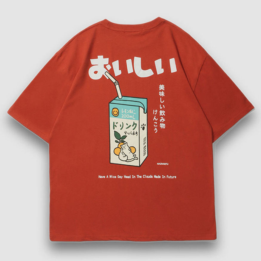 Camiseta con estampado de jugo de naranja