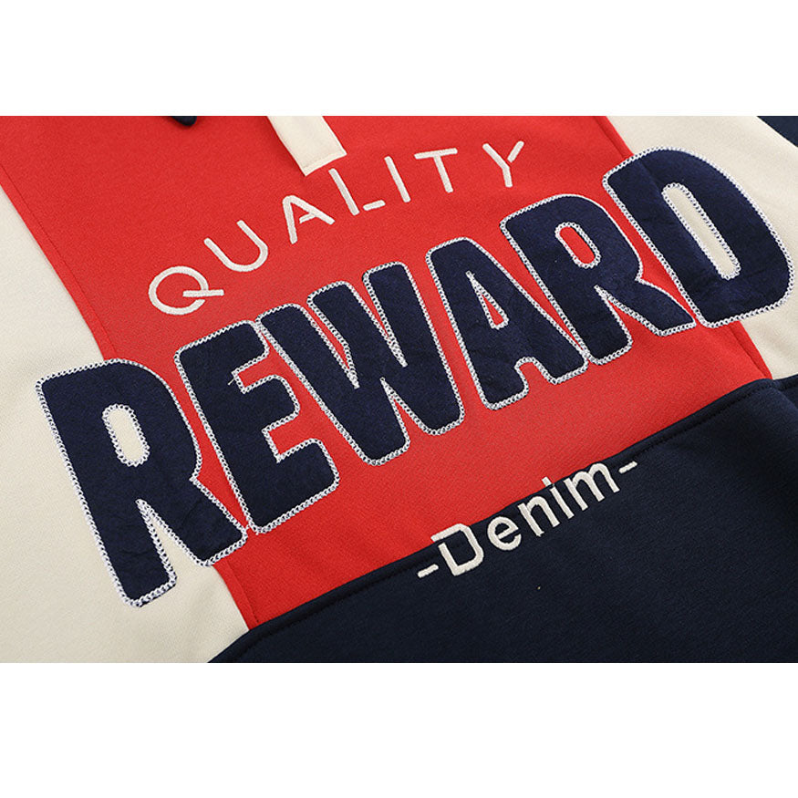 Sudadera con cuello y bloques de color con letras bordadas
