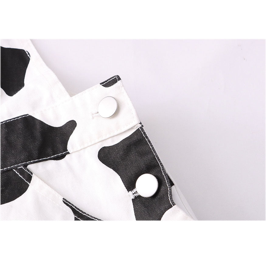 Childlike Cow Print Dungarees