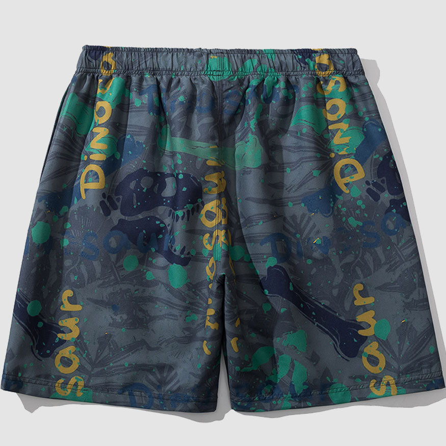 Shorts mit Kordelzug und Dino-Print