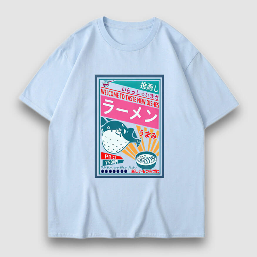 Camiseta con estampado de dibujos animados de póster de platos