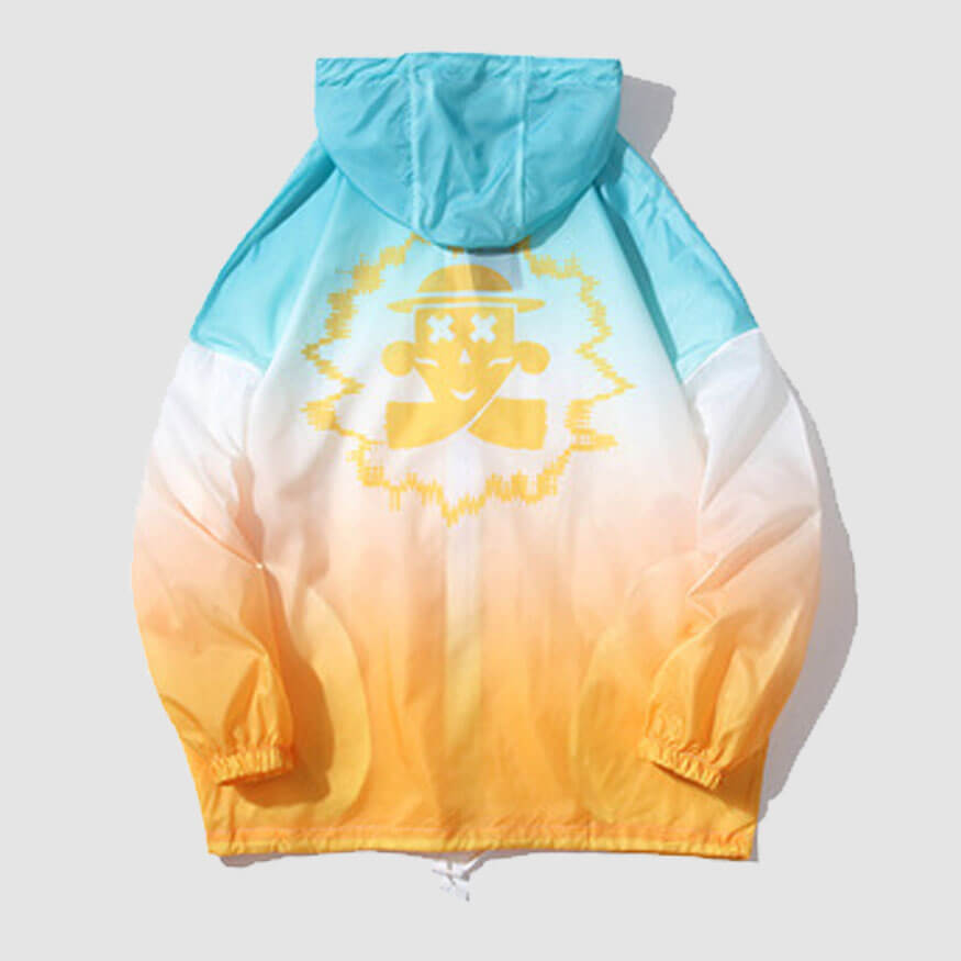 Chaqueta QD con capucha y protección solar de color degradado