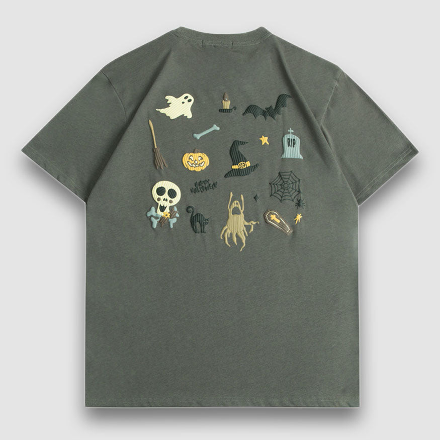 Camiseta con estampado de dibujos animados con ambiente de Halloween