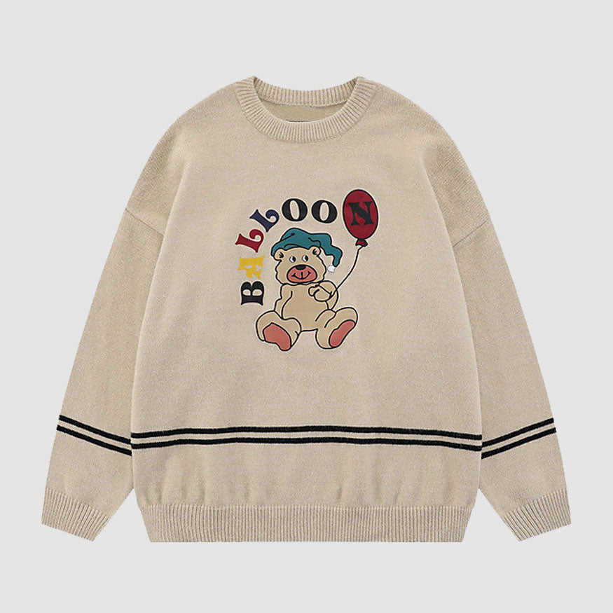 Balloon & Bear Pattern Knit Sweater