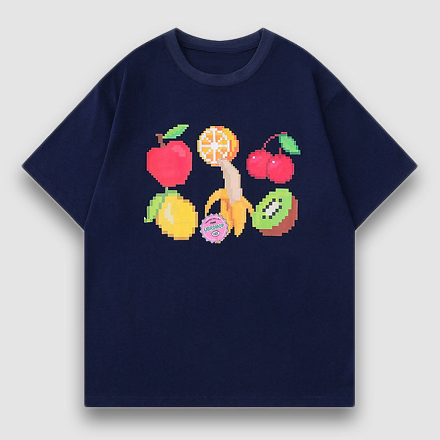 T-Shirt mit Frucht-Pixel-Art-Print