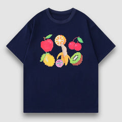 T-Shirt mit Frucht-Pixel-Art-Print