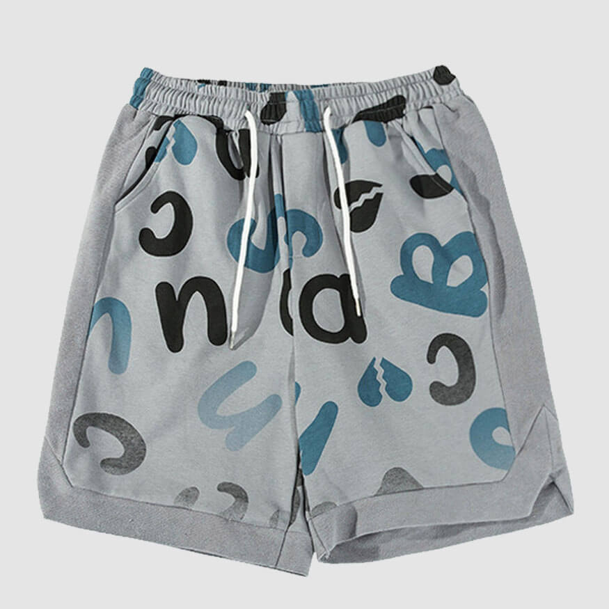 Sportshorts mit Kordelzug und Buchstaben-Print