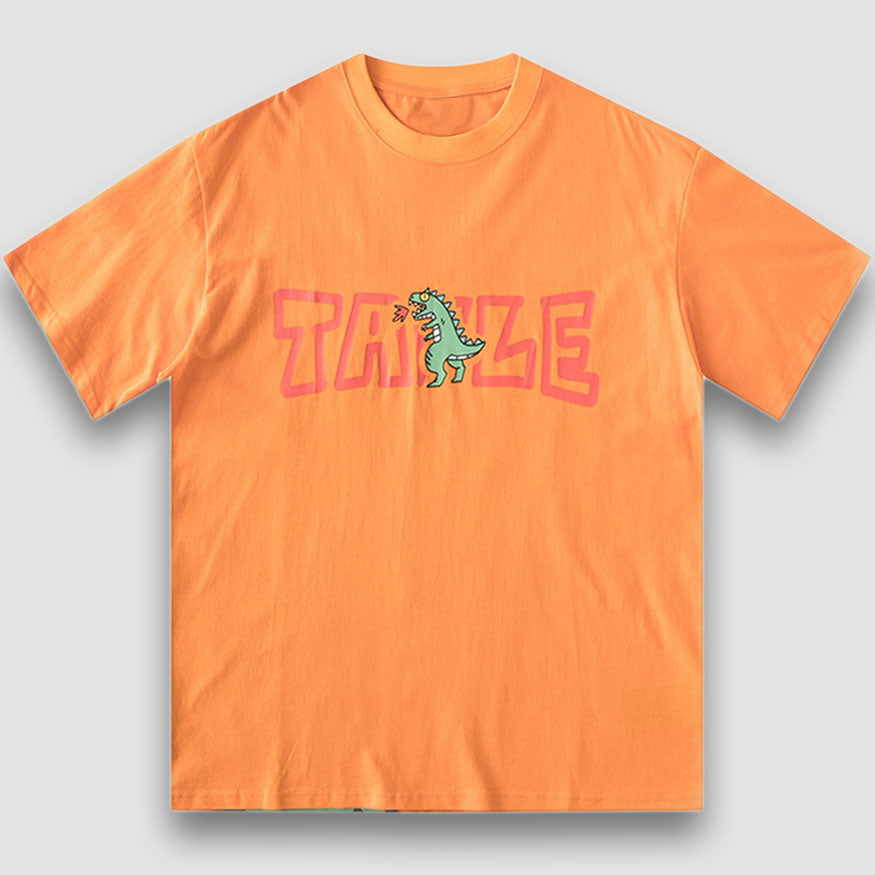 Camiseta con estampado de dinosaurio que escupe fuego