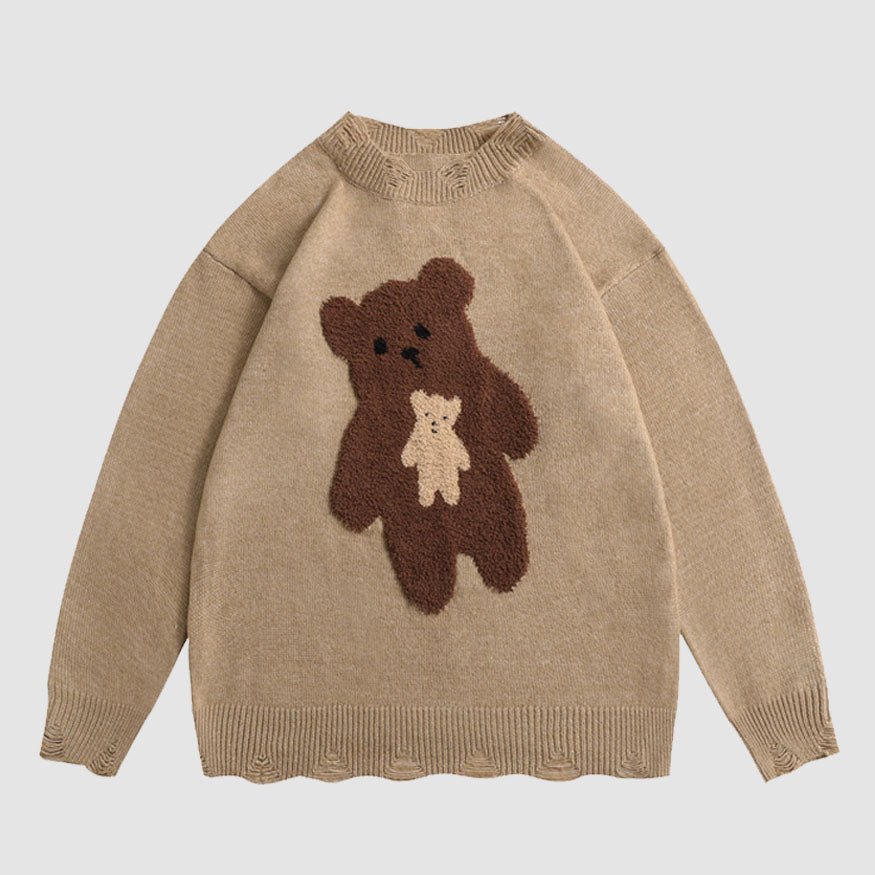 Niedlicher Jacquardpullover mit Cartoon-Bär