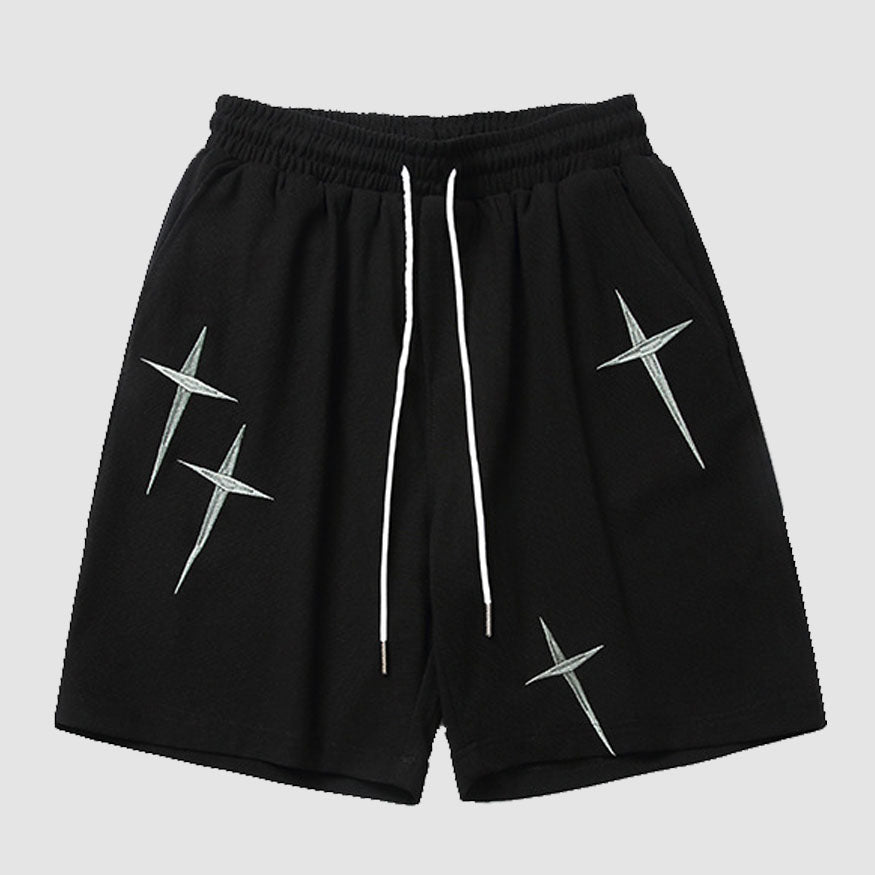 Shorts mit Kordelzug und funkelnder Sternstickerei