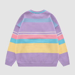 Cute Bear & Stripe Pattern Sweater