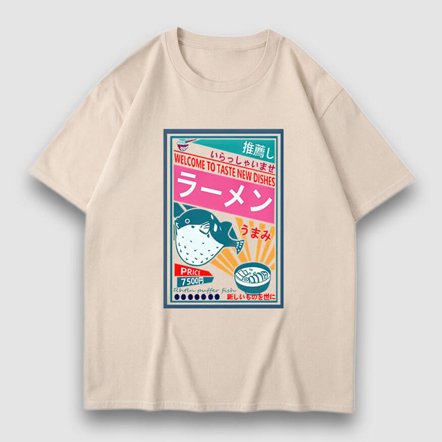 Camiseta con estampado de dibujos animados de póster de platos