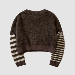 Striped Fuzzy Cropped Sweater