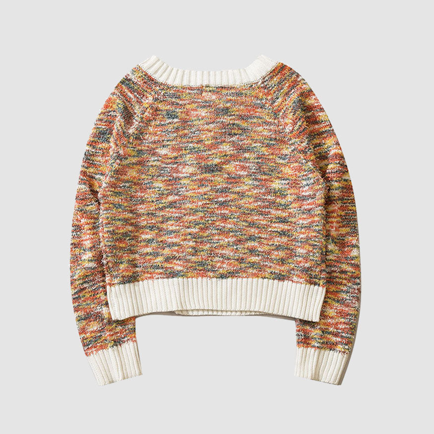 Marled-Knit Cropped Cardigan Sweater