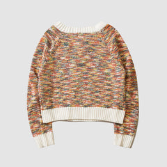 Marled-Knit Cropped Cardigan Sweater