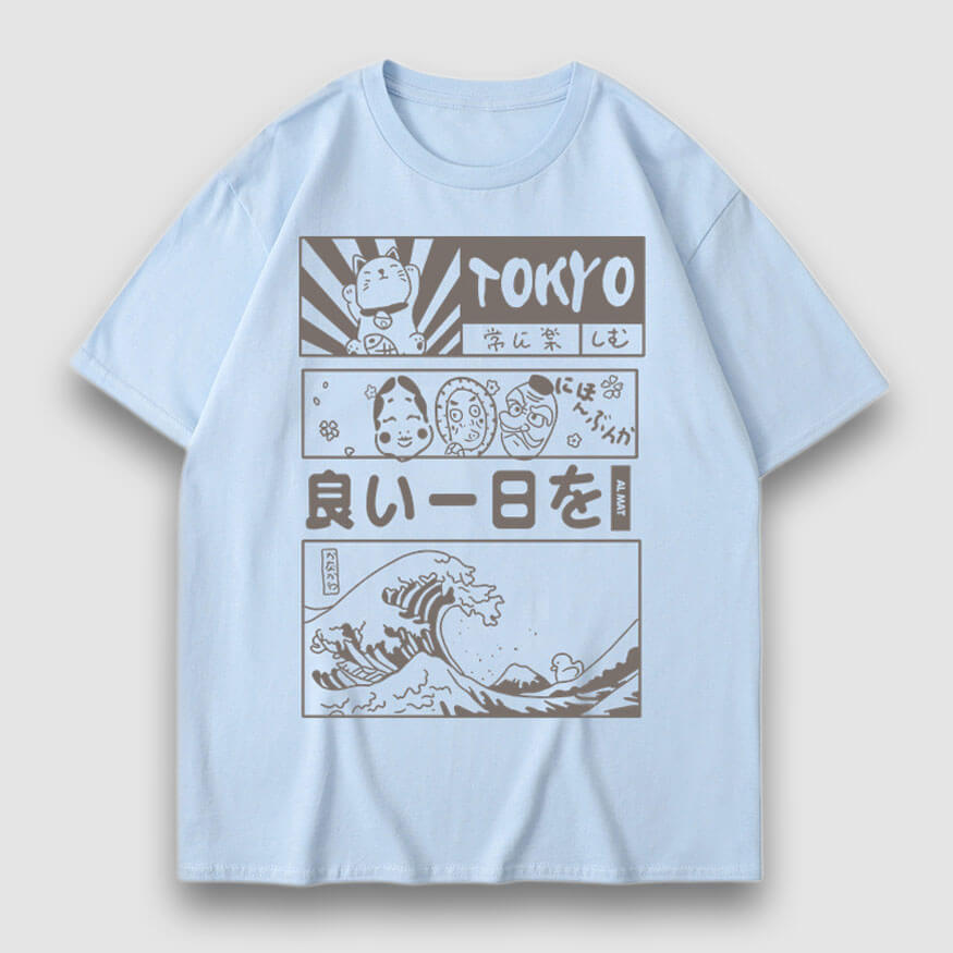 Camiseta con estampado de dibujos animados estilo Tokio