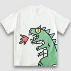 Camiseta con estampado de dinosaurio que escupe fuego