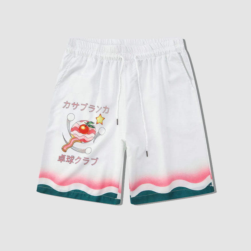 Zweiteiliges Shirt mit Tischtennis-Print + Shorts