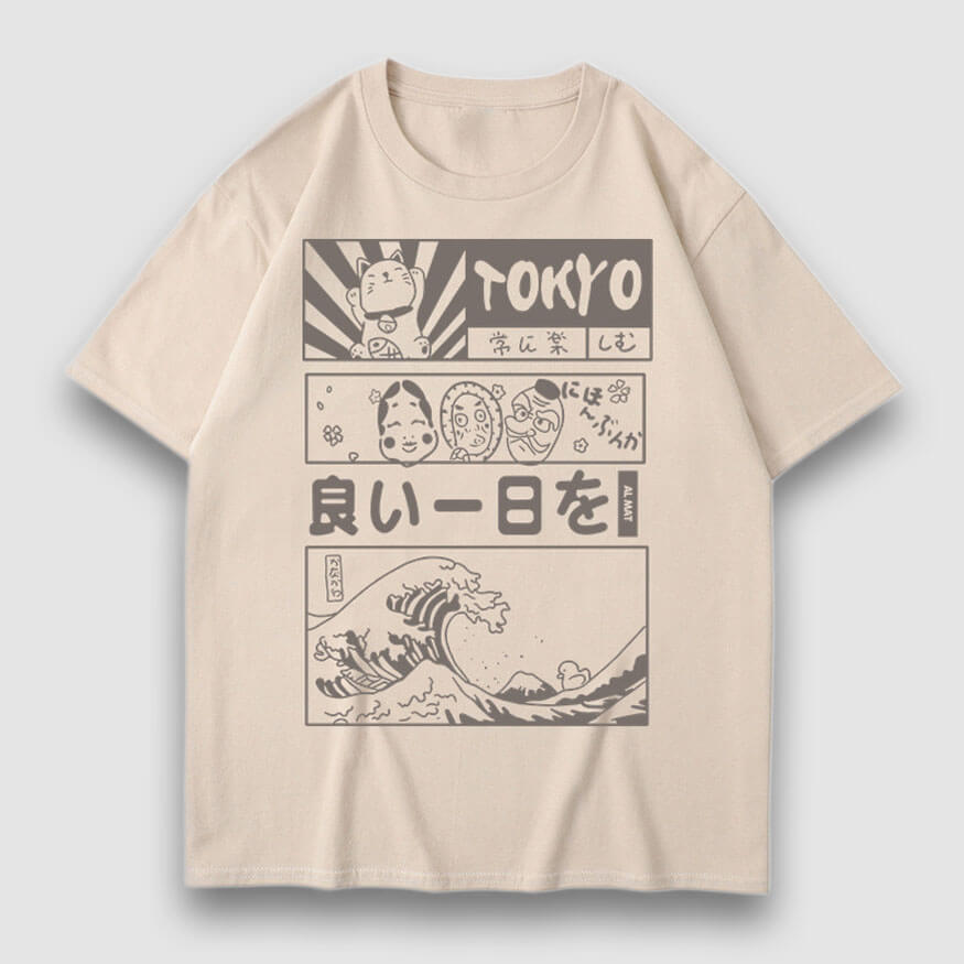 Camiseta con estampado de dibujos animados estilo Tokio