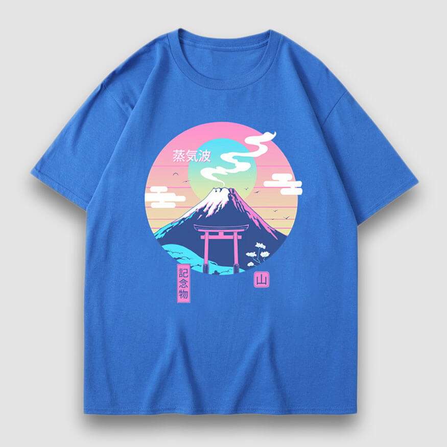 Camiseta con estampado de ilustración de montaña nevada