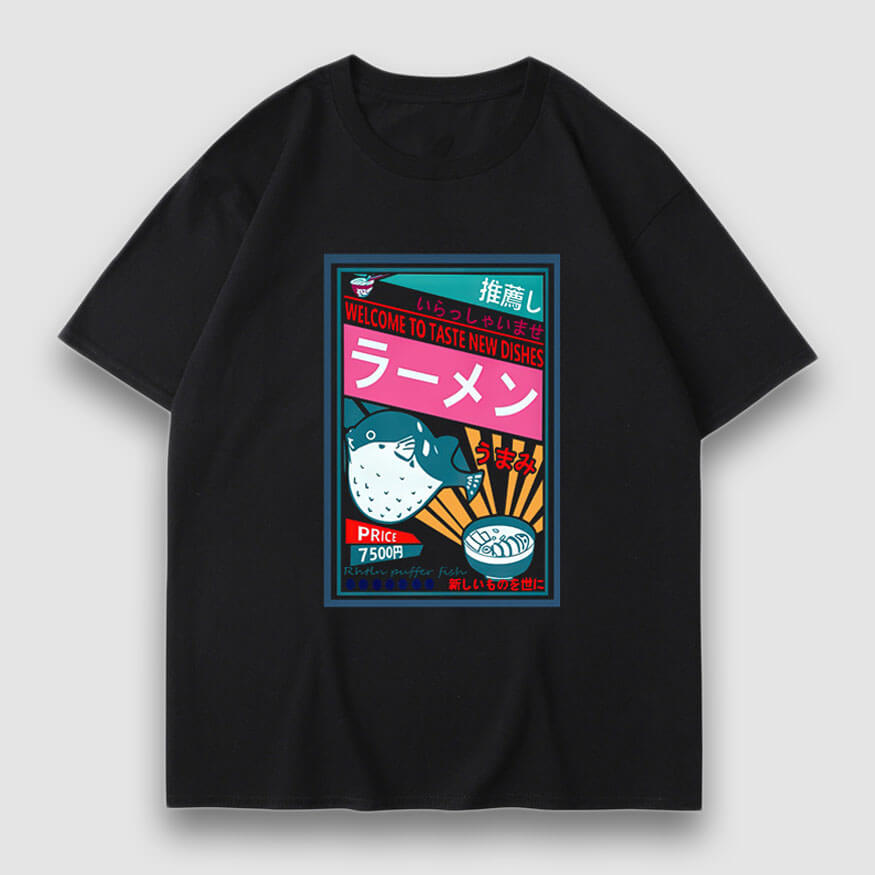 Camiseta con estampado de dibujos animados de póster de platos