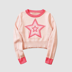 Pentagram Jacquard Cropped Sweater