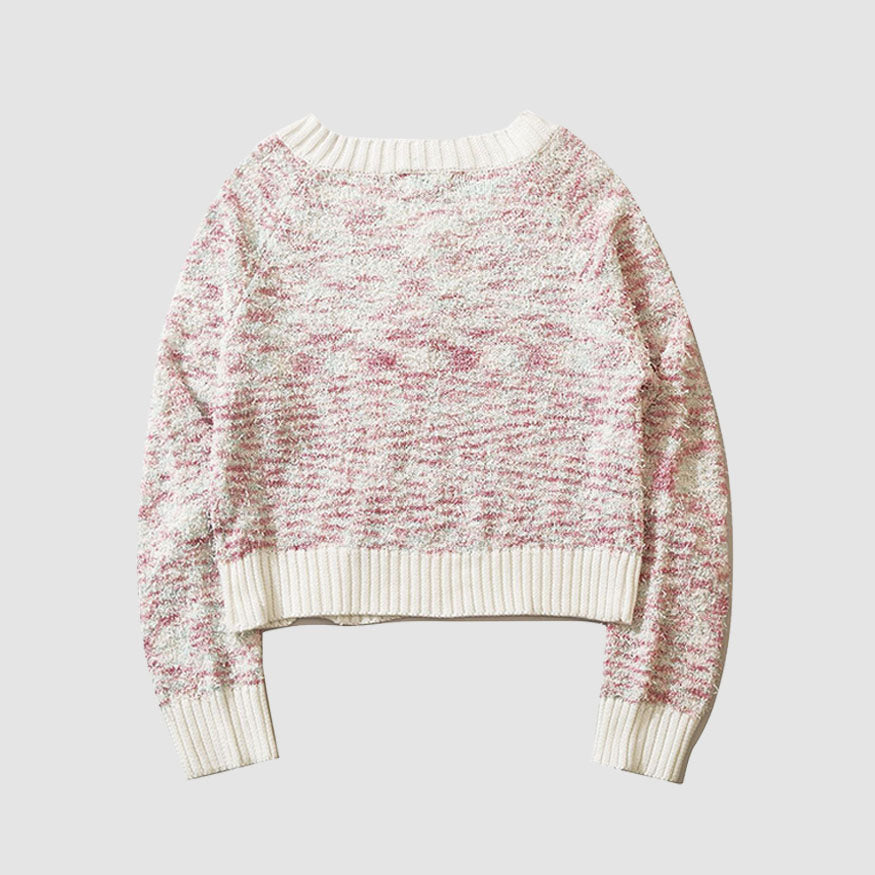 Marled-Knit Cropped Cardigan Sweater