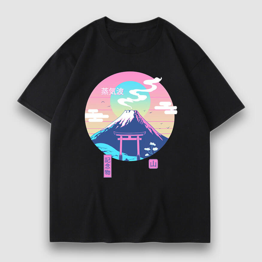 Camiseta con estampado de ilustración de montaña nevada