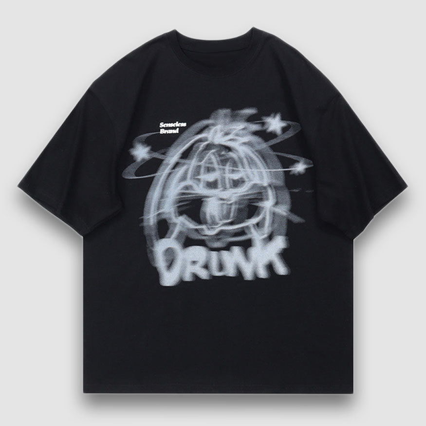 Drunk Cartoon Print Tee