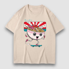 Camiseta con estampado de fideos de dibujos animados