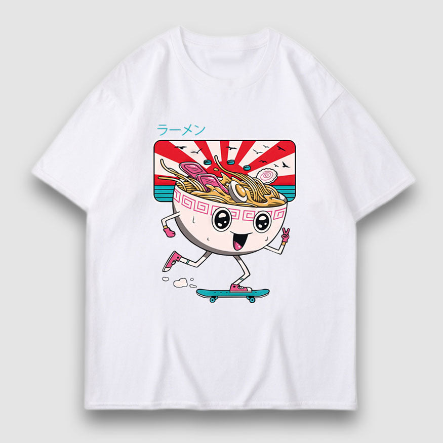 T-Shirt mit Cartoon-Nudel-Print