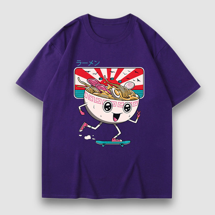 Camiseta con estampado de fideos de dibujos animados