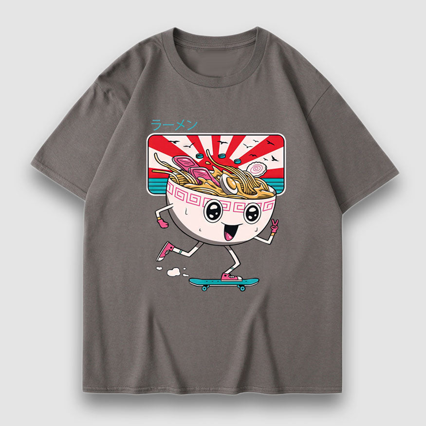 Camiseta con estampado de fideos de dibujos animados