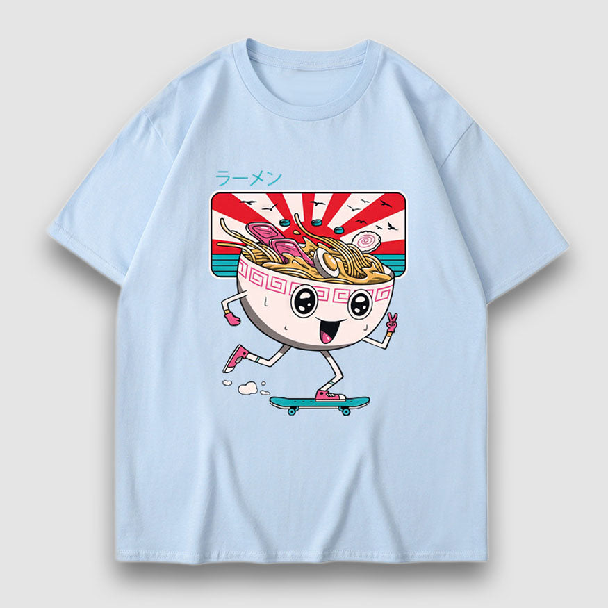 Camiseta con estampado de fideos de dibujos animados