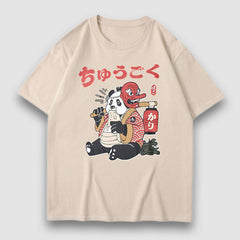 T-Shirt mit Maske-Panda-Cartoon-Print