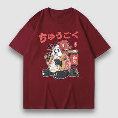 T-Shirt mit Maske-Panda-Cartoon-Print