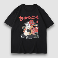 T-Shirt mit Maske-Panda-Cartoon-Print