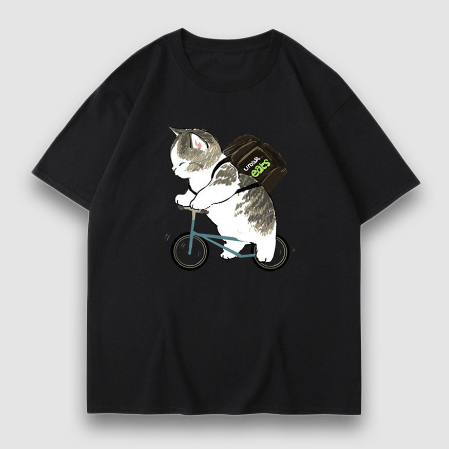 Camiseta con estampado de dibujos animados de un adorable gato