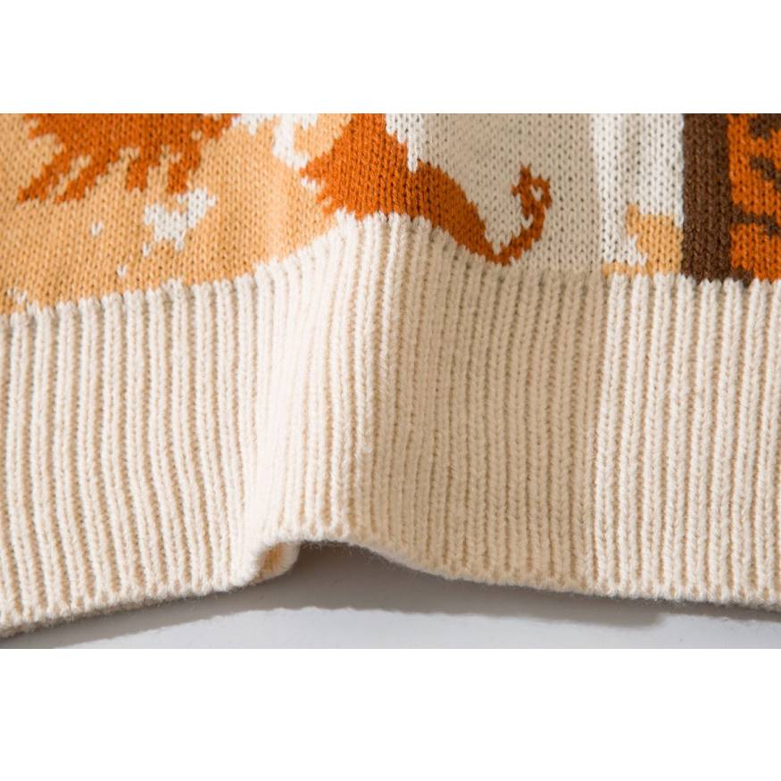 Lovely Tiger Stitching Knit Sweater