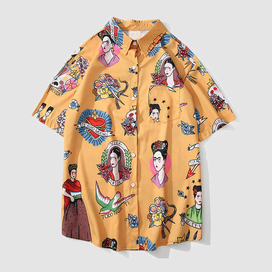 Camisa retro de personaje de dibujos animados