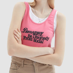 Crop Top mit Fake Two Letters Print