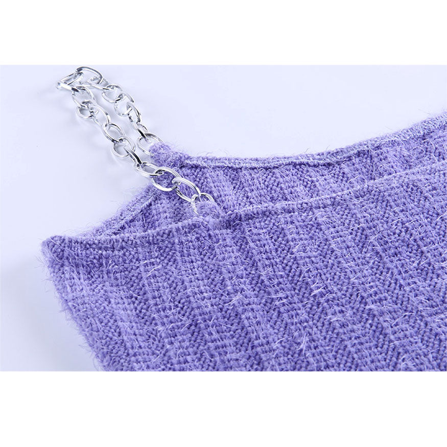 Butterfly Chain Strap Knit Tank Top