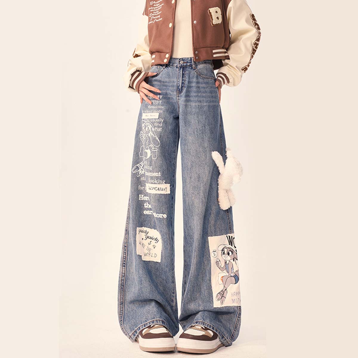 Patchwork Wide-Leg Jeans