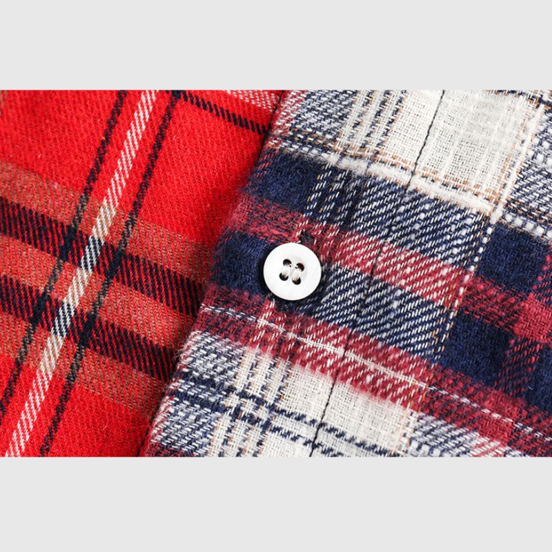 Hip Hop Contrast Plaid Shirts