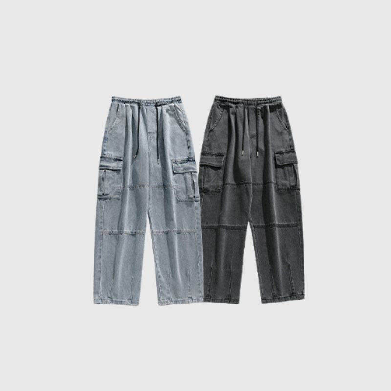 Pocket Patchwork Design Cargo Jeans